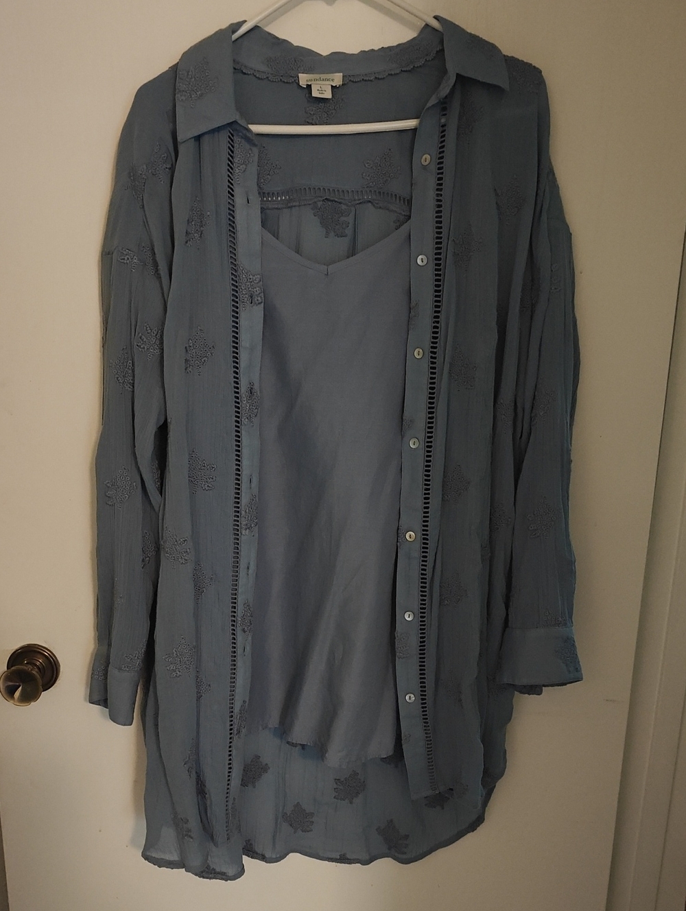 Sundance Light Blue Women's Lightweight Shirt Jacket with Tank, Tunic, L